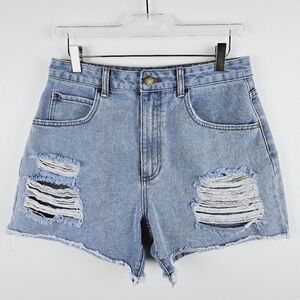 Billabong Distressed High Rise Denim Jean Shorts, size 30